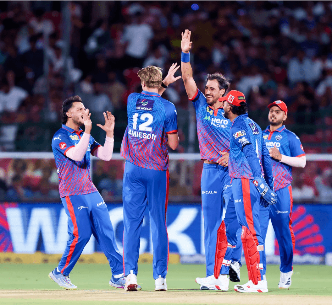 Delhi Capitals IPL 2026 jersey close-up in play