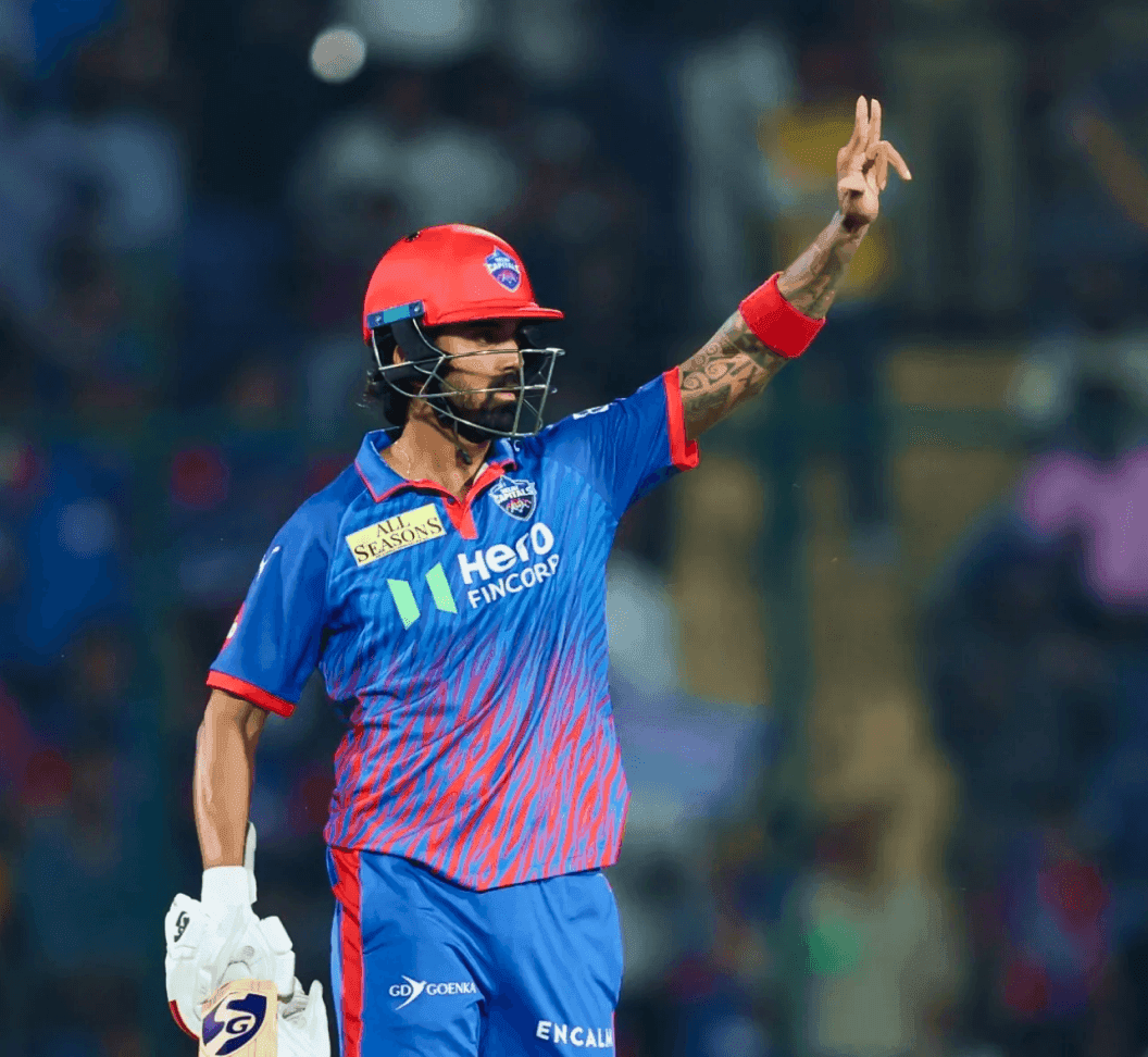Delhi Capitals fielders in the IPL 2026 tiger-stripe jersey
