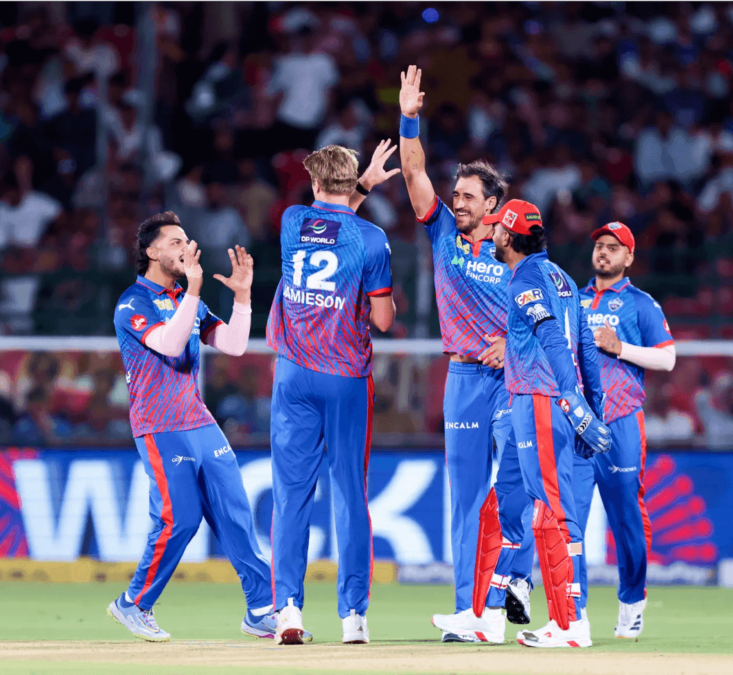 Delhi Capitals IPL 2026 jersey close-up in play