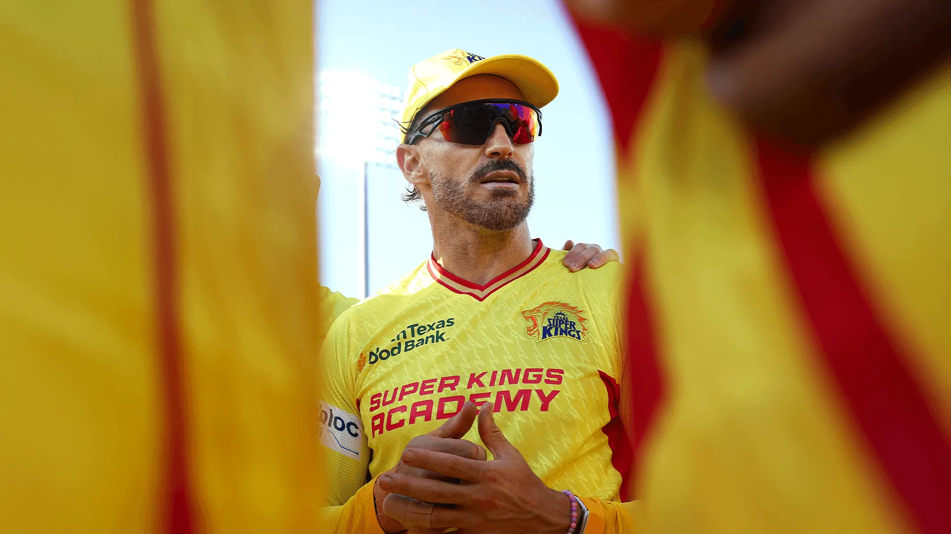 Texas Super Kings captain in a yellow jersey and sunglasses