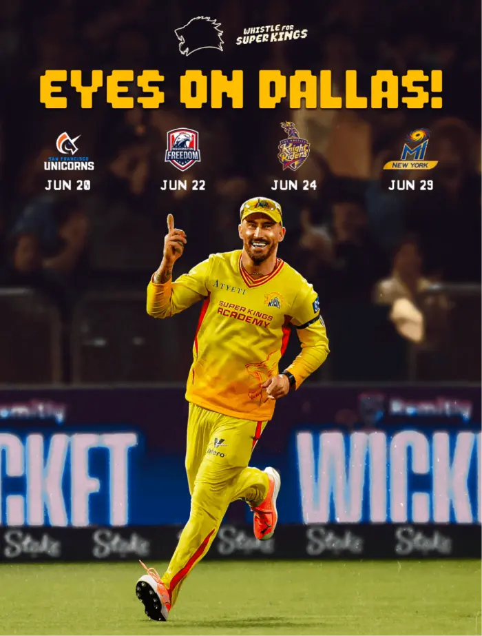 Eyes on Dallas, a Texas Super Kings matchday poster
