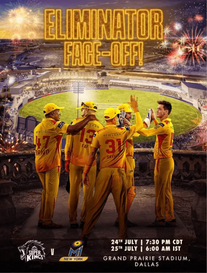 Eliminator face-off, a Texas Super Kings matchday poster
