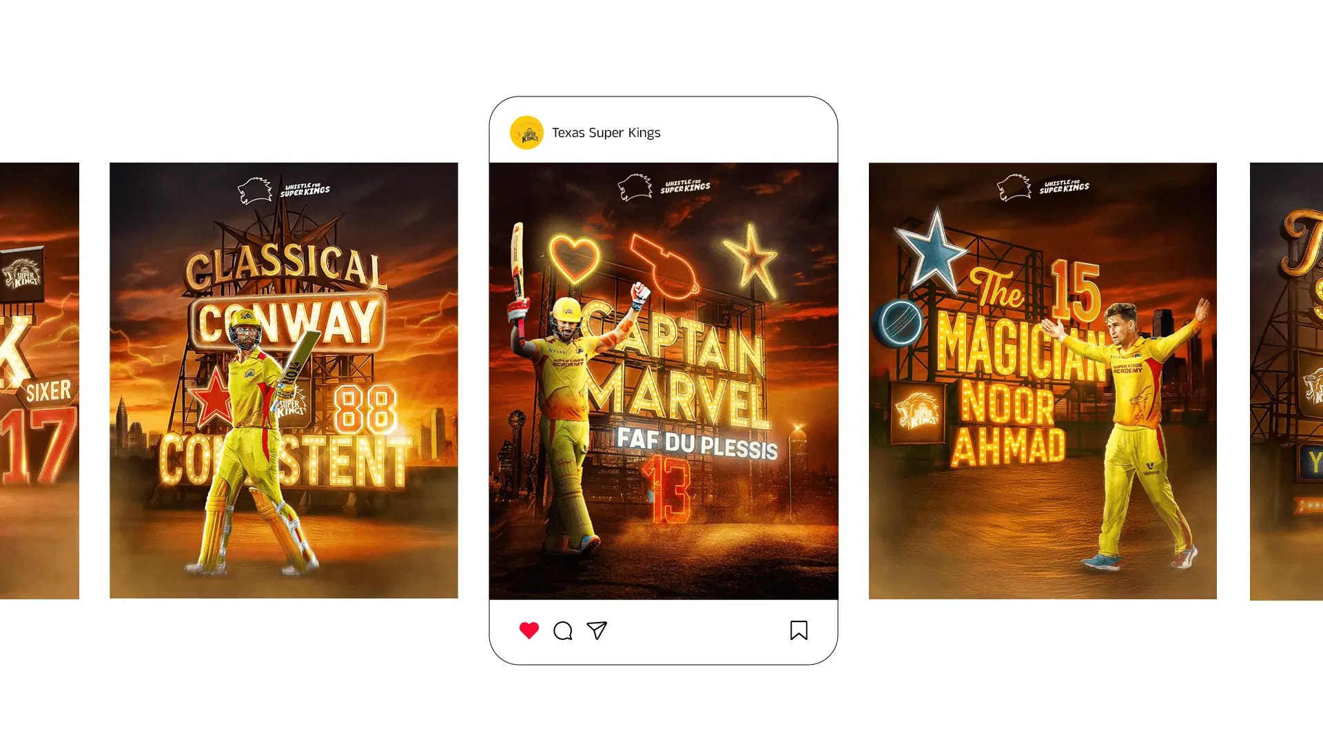 Texas Super Kings Instagram posts in a feed mock-up
