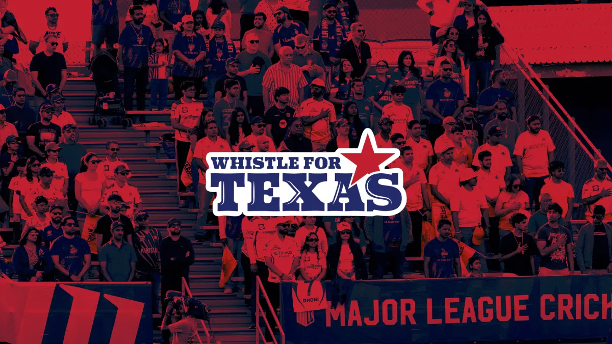 Whistle for Texas banner at a Major League Cricket match